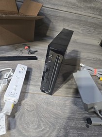 Nintendo Wii RVL-001 Black Console Bundle w/Cables, Sensor & Controller [Tested]