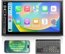 Double Din Car Stereo 7" Touchscreen w/ Wireless Apple CarPlay  Android Auto