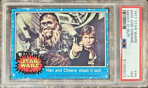 1977 Topps Star Wars #44 Han and Chewie shoot it out! — PSA 7