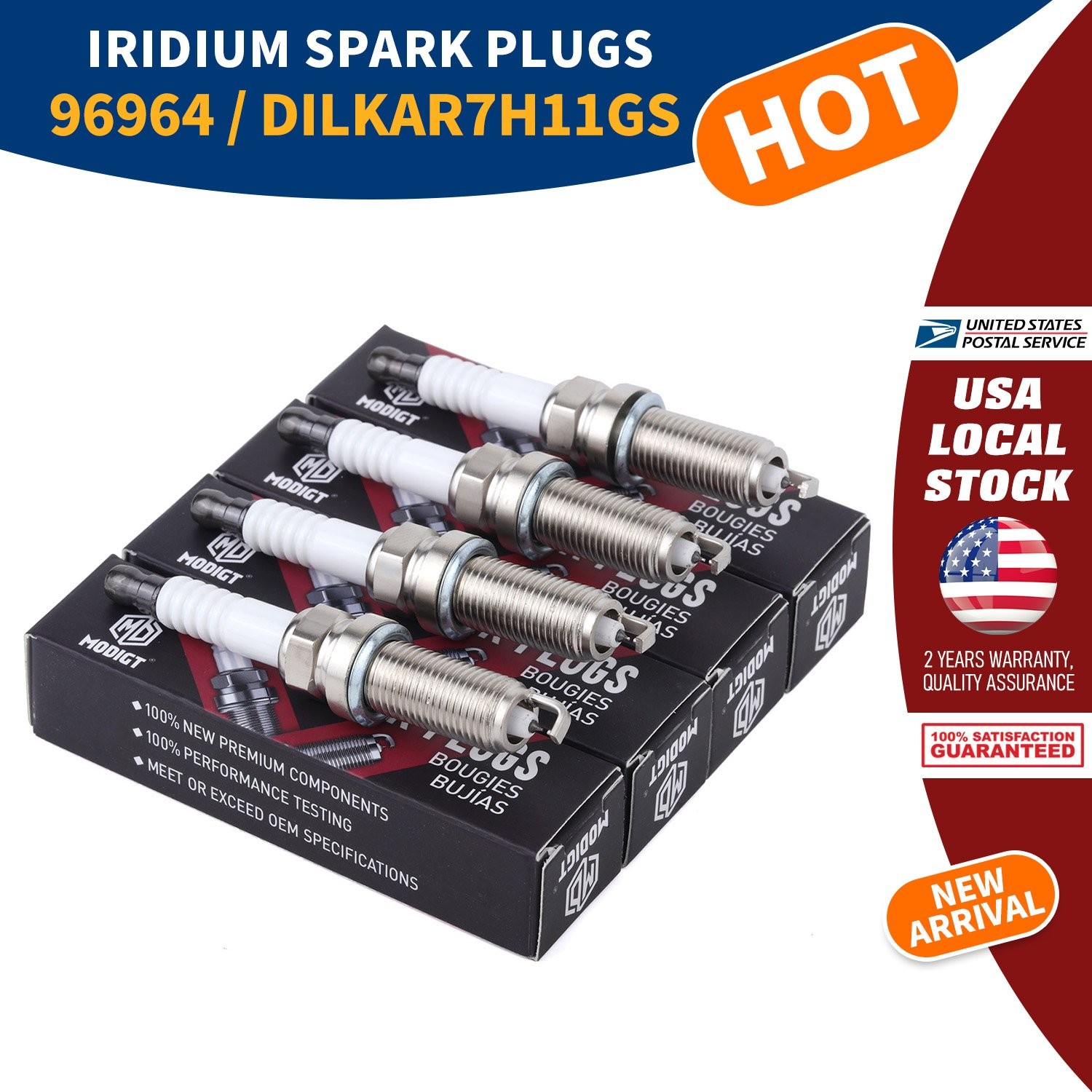 Pack of 4 Premium Laser Iridium Spark Plugs For NGK 96964 DILKAR7G11GS For Mazda
