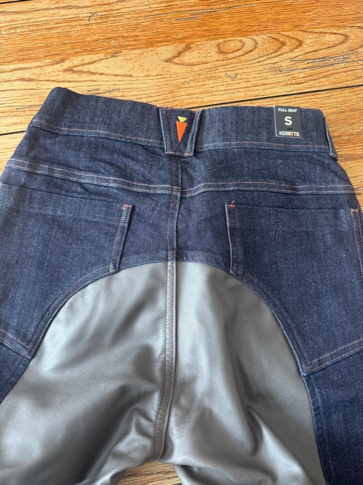 NUEVO CON ETIQUETAS Kerrits Denim Elástico Asiento Completo Nalga EQUESTRIAN Para Mujer Talla Pequeña Foto 3 de 4