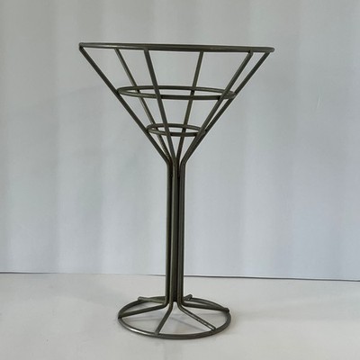 David Krys Martini Lamp Base Replacement Metal Wireframe 9.5 In Silver patina