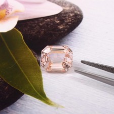 9.50 Ct Natural Peach Padparadscha Sapphire Emerald Cut Certified Loose Gemstone