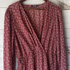 BTFBM Burgundy floral praire style dress size xl 0087