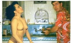 USA Woman in a Kitchen postcard