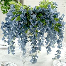 DUSTY BLUE 44" tall Silk Wisteria Flowers Hanging Vine Bush Wedding