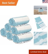 Peshtemal Turkish Towel Cotton Oversized Beach Towels 36x71 Set of 6 for Adul...