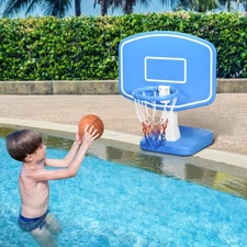 Outsunny Pool Basketball Hoop Poolside with Ball, Pump, Blue