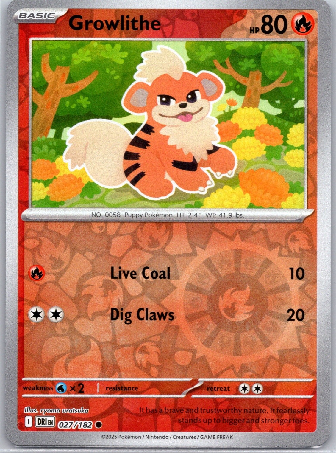 Growlithe Reverse Holo Destined Rivals 027/182 NM