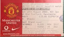 2002 Boca Juniors V Manchester United  Football Match Ticket Stub Football