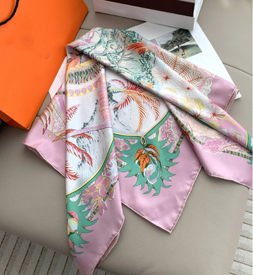18 Momme Twill Silk Square Shawl 35'' Neckerchief Scarf Bandanna ear Print Wrap