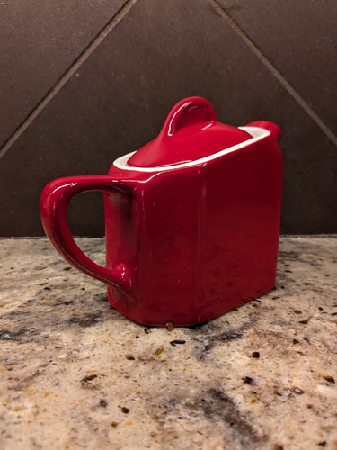 TWO Vintage Hall China Tea-for-Two Teapots In Chinese Red MCM Art Deco 10 Oz USA - Picture 12 of 18