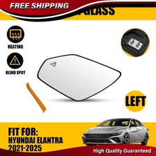 Left Side Mirror Glass For Hyundai Elantra 2021-2025 w/Blind Spot & Power Heated