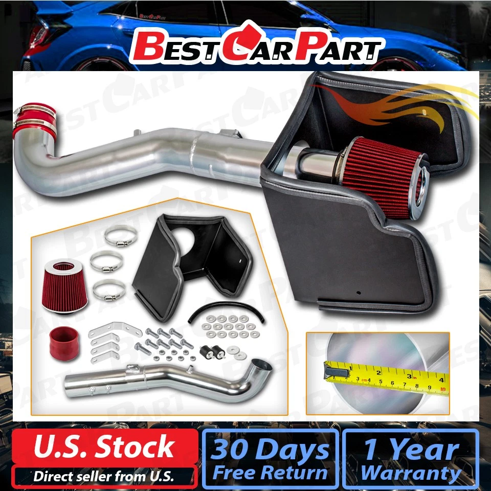 Kit de admisión de aire frío protector térmico BCP ROJO 05-12 para Pathfinder Xterra 4,0 L + filtro Foto 2 de 4
