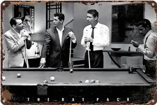 BILLIARDS RAT PACK METAL TIN SIGN  RAT PACK SHOOTING POOL MAN CAVE POOL DECOR