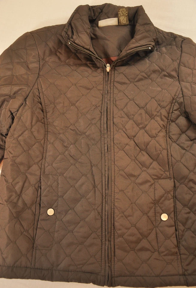 women's Jane Ashley jacket size small brown slim design diamon stitch polyester - Image 2 of 4