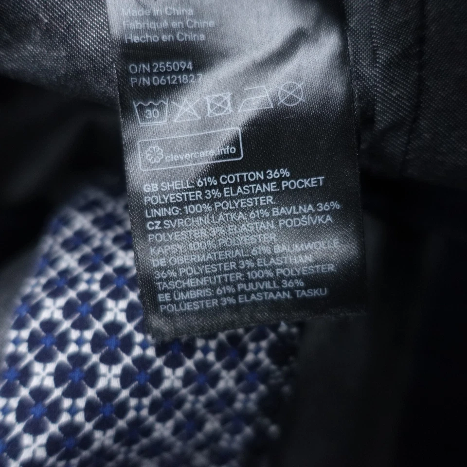 Pantalones H&M Mujer 8 Azul Blanco Geométrico Algodón Bolsillo Frente Plano Recortado Clásico Foto 4 de 4