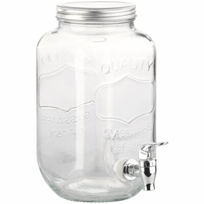 PEARL Retro-Getränkespender aus Glas, Einmachglas-Look, Zapfhahn, 3,5 Liter