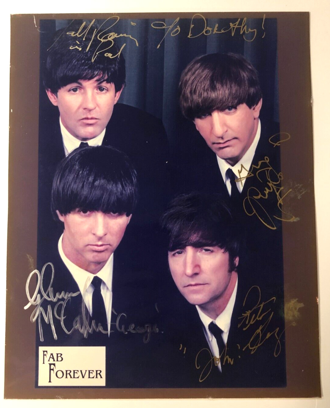 "FAB FOREVER" Beatles Tribute Band Autographed 8x10 Color Photograph