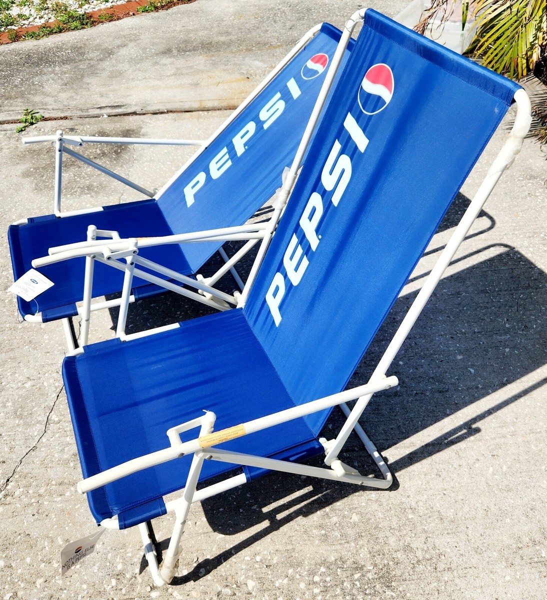 PEPSIビンテージ　椅子 2 VTG 1990s PEPSI STUFF FOLDING BEACH CHAIR PEPSI PROMO BLUE