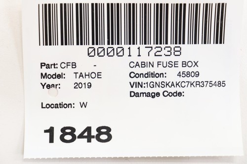 2016 - 2020 CHEVROLET TAHOE DASH RIGHT SIDE FUSE RELAY JUNCTION BOX OEM 84114433 - Foto 11 di 11