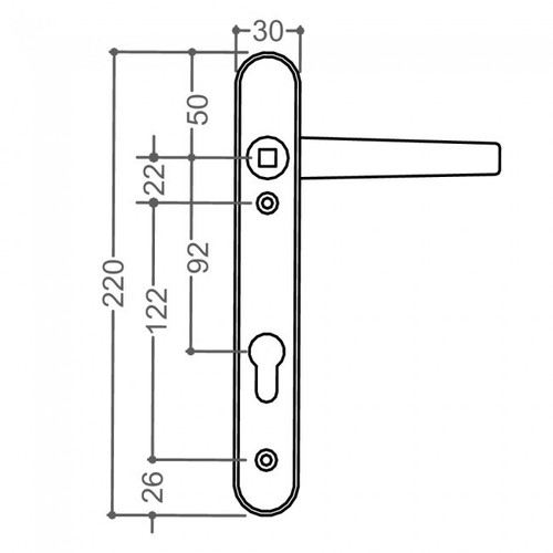 UPVC 92PZ External / Front Door Handle: Sprung 122mm, 210mm & 215mm Centres - Picture 2 of 8