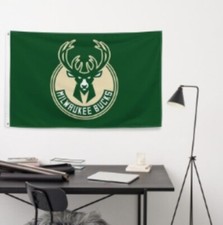 Milwaukee Bucks Banner 3 5 Flag Green NBA Basketball Giannis New Car Home-Bar