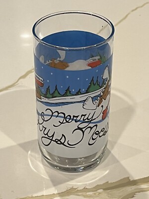 Vintage Coca-Cola Krystal  Merry Krys Moose'' Libbey Glasses Christmas Winter