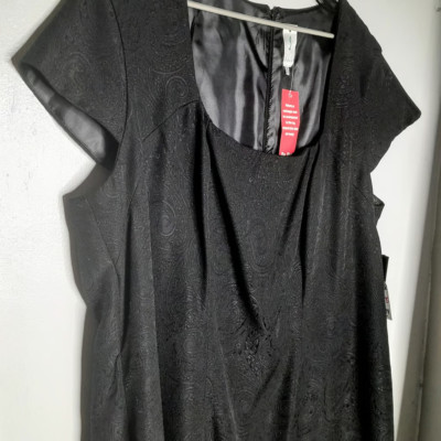 Jade Size 22 Black Pencil Dress Tone on Tone Plus size Formal Women's NWT