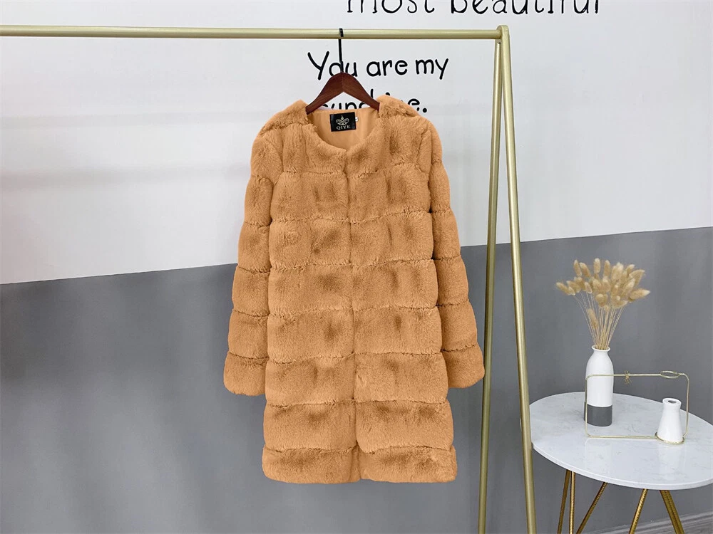 Faux Fur Mink Coat for Women Winter Coats Outwear Fur Overcoat Jacket New