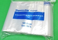100 5"x5" Zippit Bags Reloc 2mil Clear Square 5x5 Reclosable Zip Slide Lock 2Mil