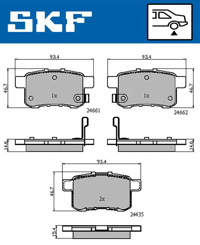 Pastiglie freno VKBP 90613 A SKF per HONDA ACCORD VIII ACCORD VIII Familiare