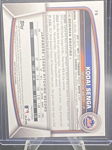 2023 Bowman #75 Kodai Senga - Picture 2 of 2