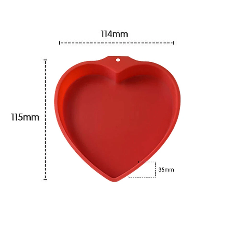 3pcs Herz geformt Kuchen Pfannen wiederverwendbar Antihaft-Silikon-Formen, Rot - Bild 4 von 4