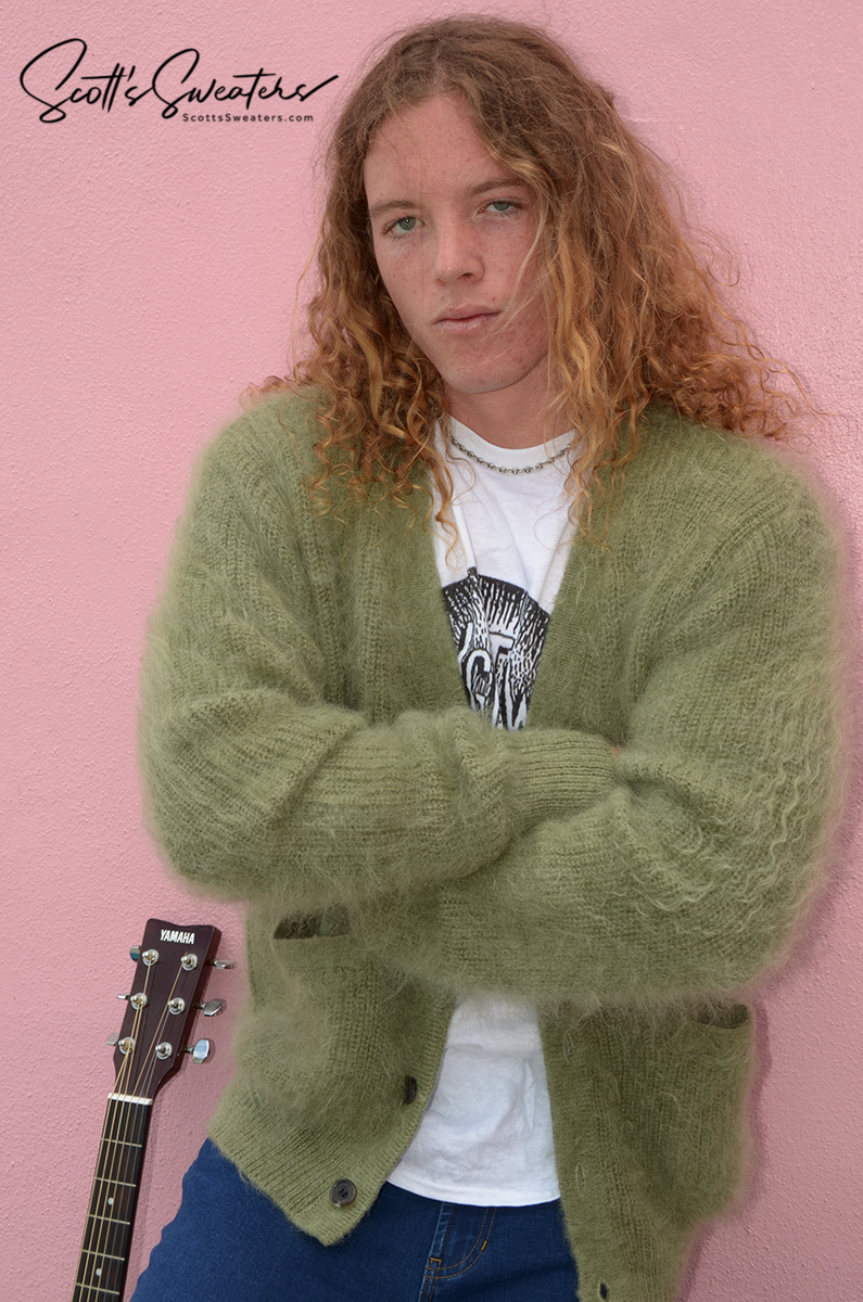 Men's New Cardigan Mohair Sweater Retro Reproduction - Kurt Men's New Cardigan Mohair Sweater Retro Reproduction - Kurt