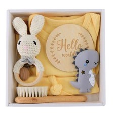 Newborn Baby Gift Set - 8-Piece Layette Box - Gender Neutral Baby Shower Gift