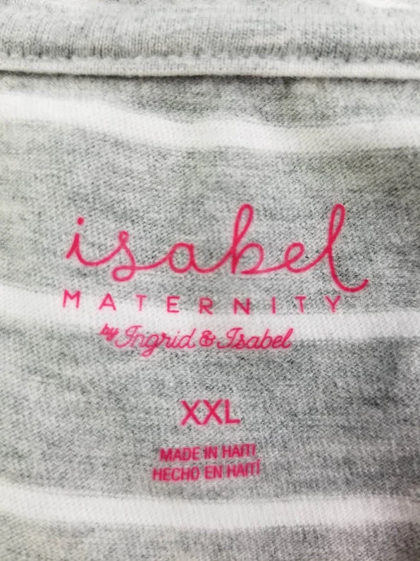 Isabel T Shirt Women's Maternity 2XL Gray White Striped Short Sleeve Stretch Tee - Image 4 of 4