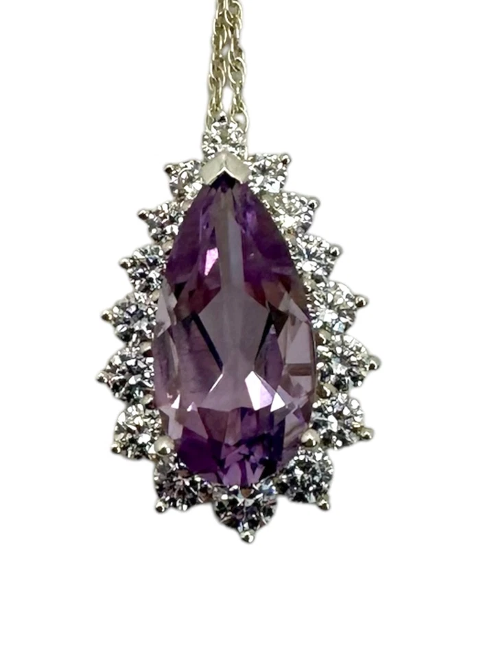 Collar Dominique Vintage Plata de Ley 925 Amatista Lágrima Gota Foto 2 de 4