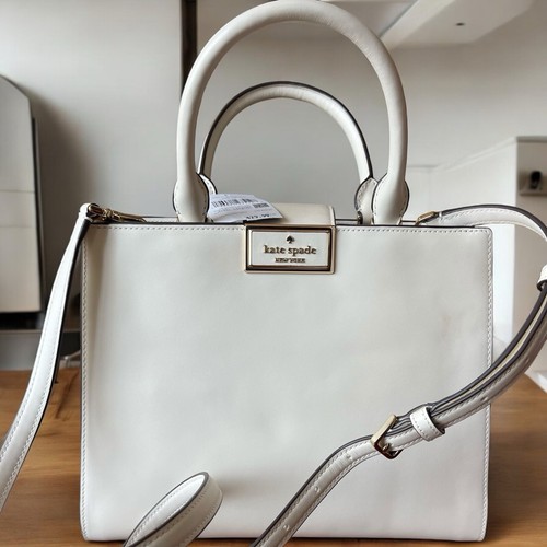 NWT Kate Spade New York Reegan Medium Smooth Leather Satchel Crossbody Meringue