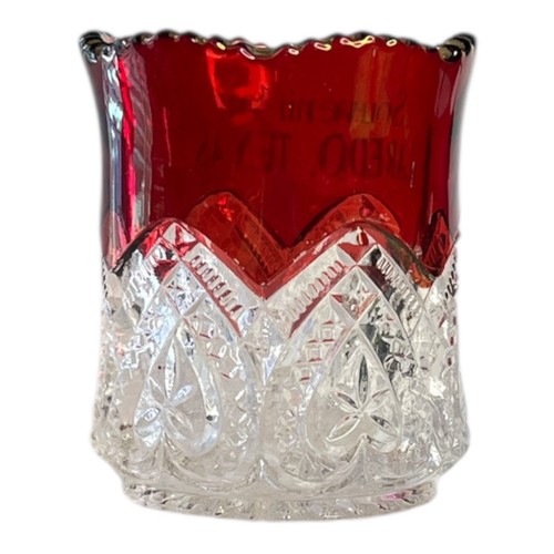 Antiguo soporte de palillo de dientes de recuerdo con patrón de banda de corazón dorado transparente y ciruela EAPG 1908 - Imagen 3 de 9