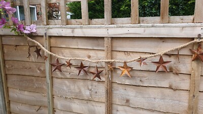Rustikale Seil & Metall Stern Wimpelkette, 120 cm Hof Kunst Garten Deko Himmelsgirlande