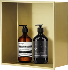 Brushed Gold Shower Niche 11.8" X 11.8", Stainless Steel Shower Niche No Tile Ne