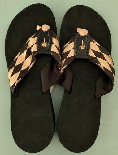 ELIZA B. LEATHER MAN LTD 2 Pair Wedge Flip Flops Black Gold Red Beige Sz 11  NWT | eBay