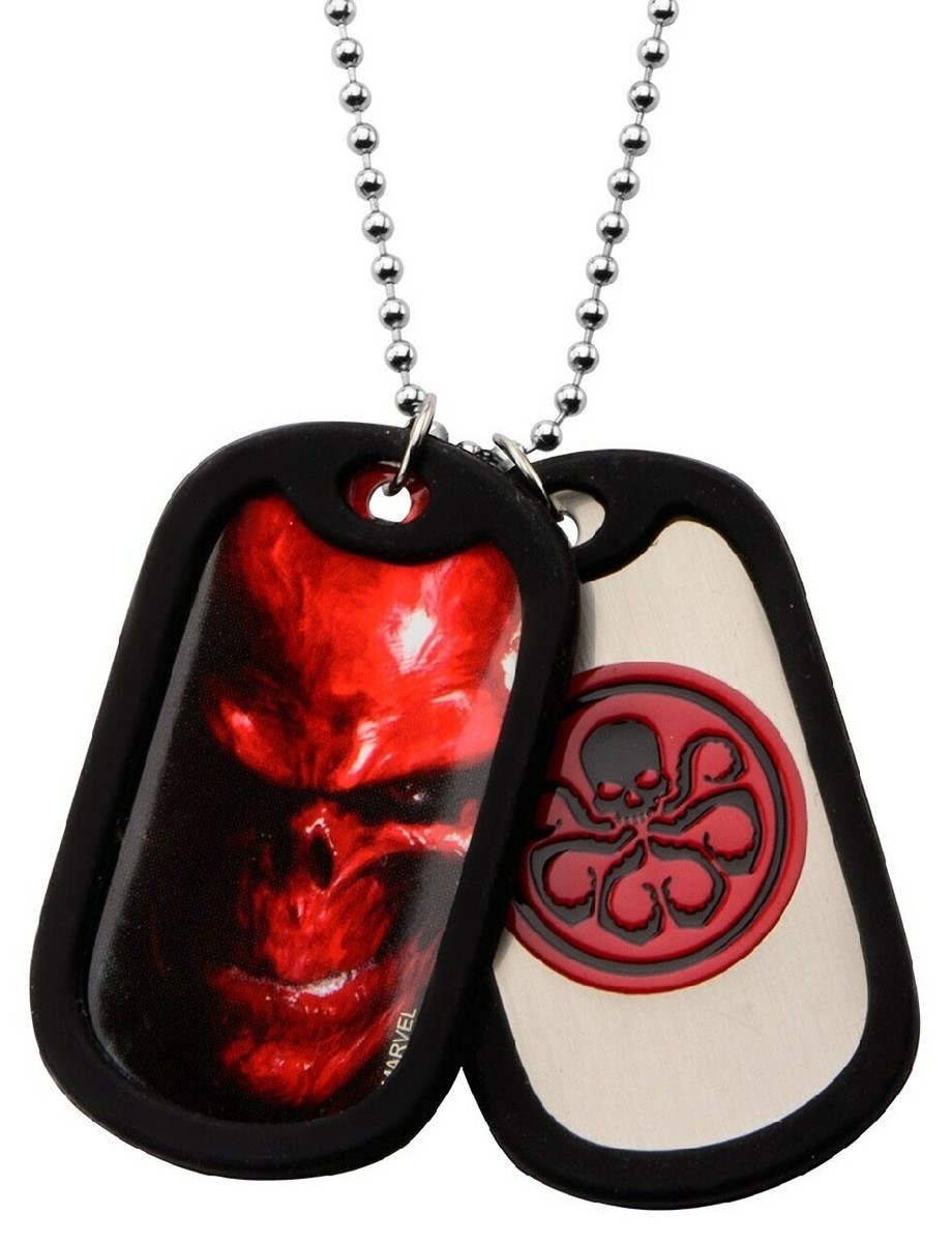 Marvel Comics HYDRA RED SKULL DOG TAG PENDANT NECKLACE Stainless