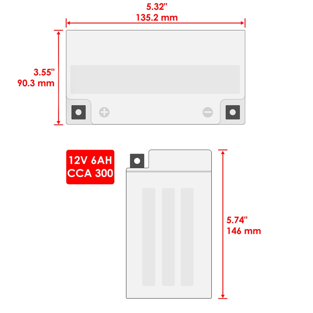 Caltric AGM Battery for Kawasaki Bayou 220 KLF220A 1992-2002 / 12V