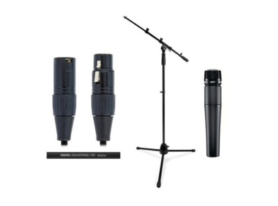 Shure SM57LC-SOLO-K Microphone Bundle Cardioid, Boom Stand, and 25' XLR Cable