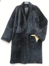 Rrp £2740 Sprung Freres L/14-16 Uk Black Reversible 100% Lambskin Shearling Coat