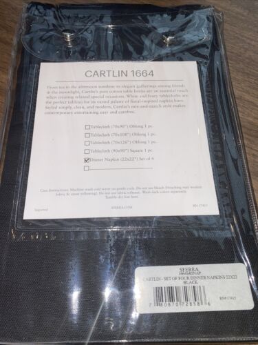sferra cartlin 1664 black napkins set of 4 100% Linen 22” X 22” Solid - Picture 3 of 5