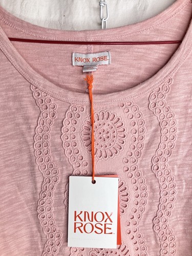 NWT! NEW KNOX ROSE L BALLET PINK APPLIQUE LACE TSHIRT KNIT TOP - Picture 2 of 10