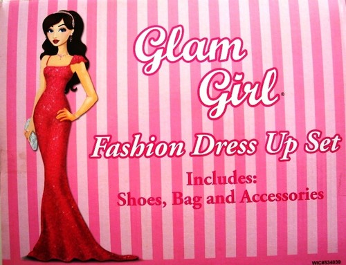 JUEGO DE VESTIDOS DE MODA GLAM GIRL, NIÑOS, CON ZAPATOS, BOLSO, COLLAR, PENDIENTES, PULSERAS, NUEVO - Imagen 4 de 5